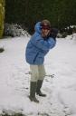 Pearl about to throw a snowball